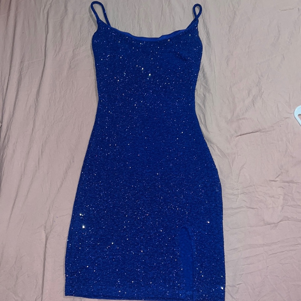 ROYAL BLUE SPARKLY MINI DRESS